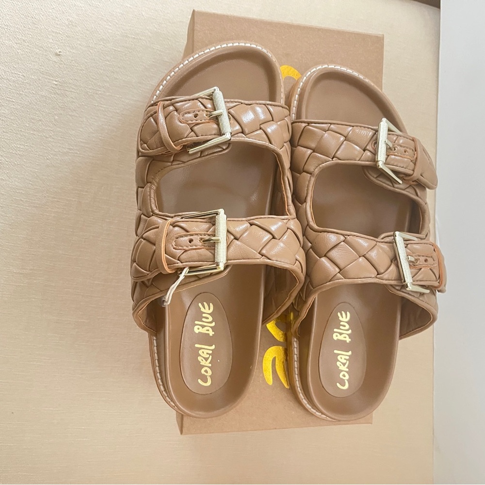 Anthropologie Coral Blue Comfort Sandals. NEW in Box
